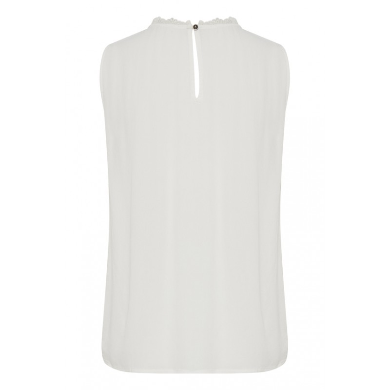 Μπλούζα Αμάνικη με Δαντέλα Λευκή Fransa