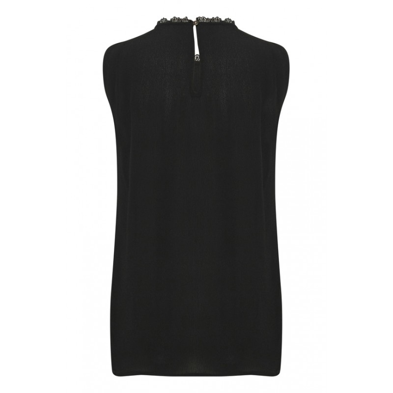 Μπλούζα Αμάνικη με Δαντέλα Μαύρη Fransa