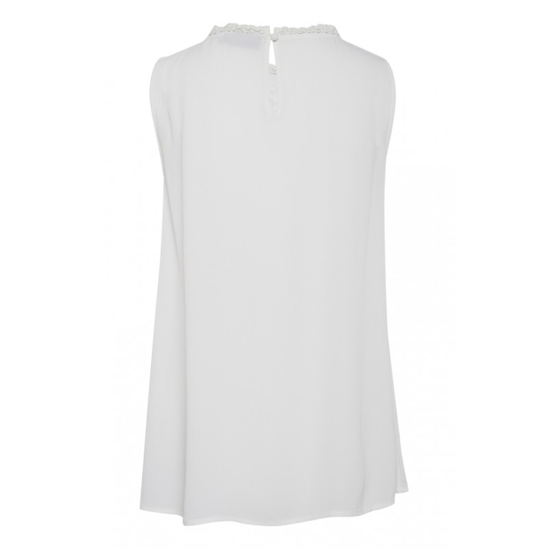 Μπλούζα Αμάνικη Λαιμός Δαντέλα Λευκή Fransa