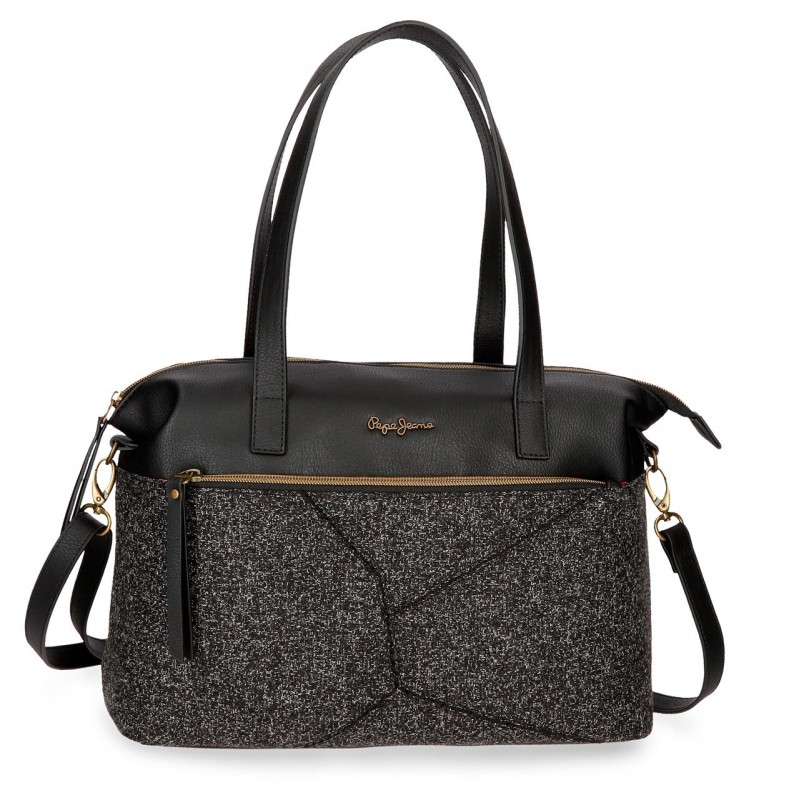 Τσάντα Ώμου Pepe Jeans Μαύρη 35x23x14εκ