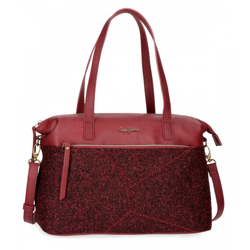 Τσάντα Ώμου Pepe Jeans Μπορντό 35x23x14εκ
