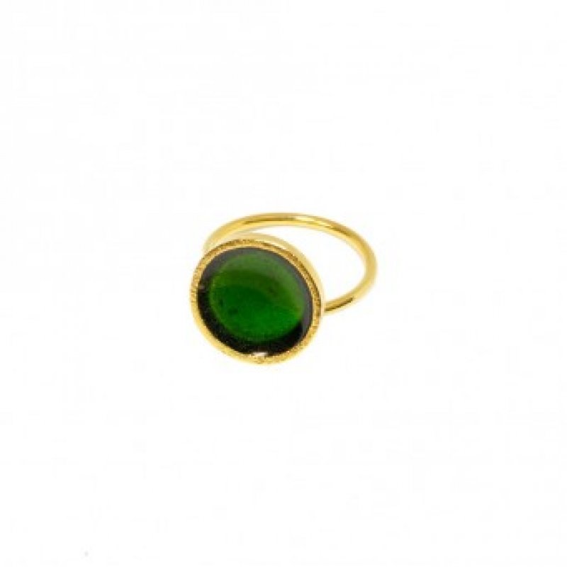 Δαχτυλίδι Μεταλλικό Χρυσό Κύκλος Πράσινος